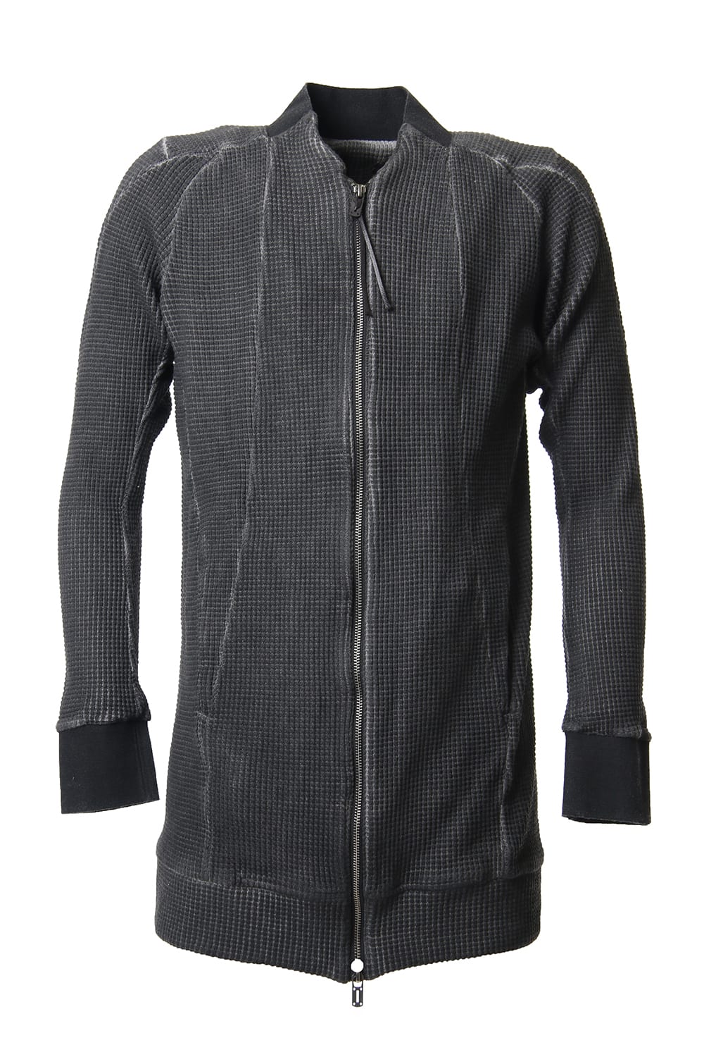 Heavy Waffle Long Bomber Cardigan