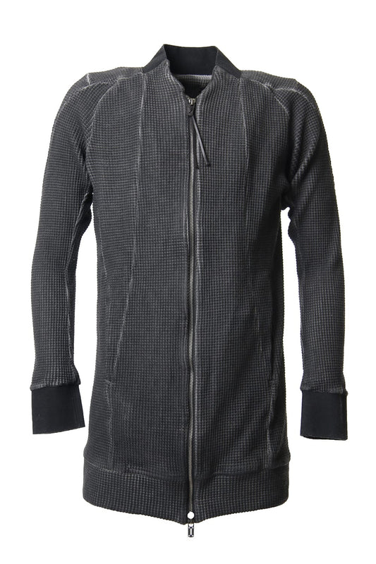 Heavy Waffle Long Bomber Cardigan