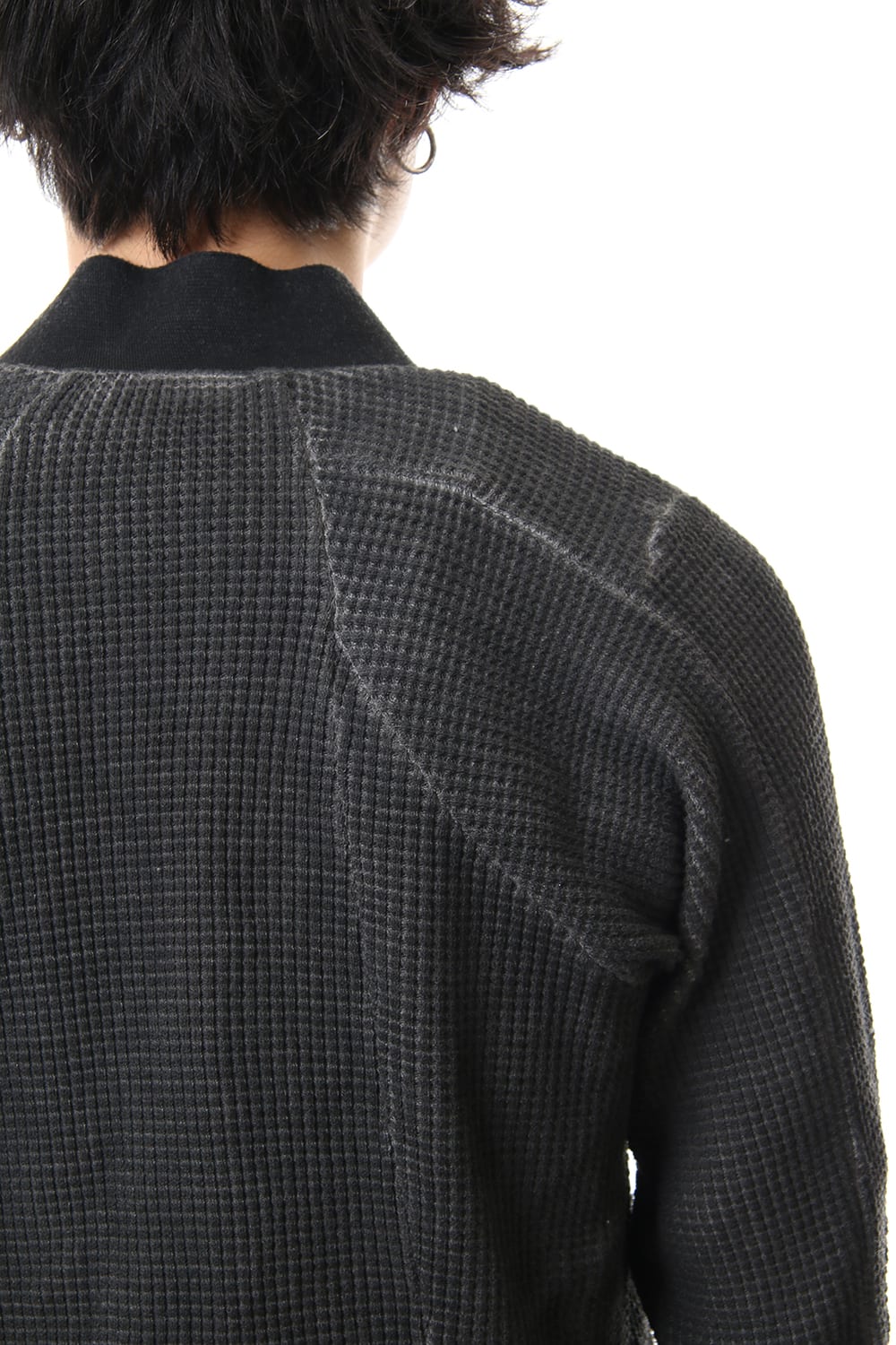 Heavy Waffle Long Bomber Cardigan