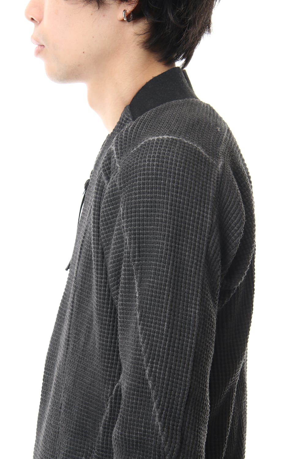 Heavy Waffle Long Bomber Cardigan