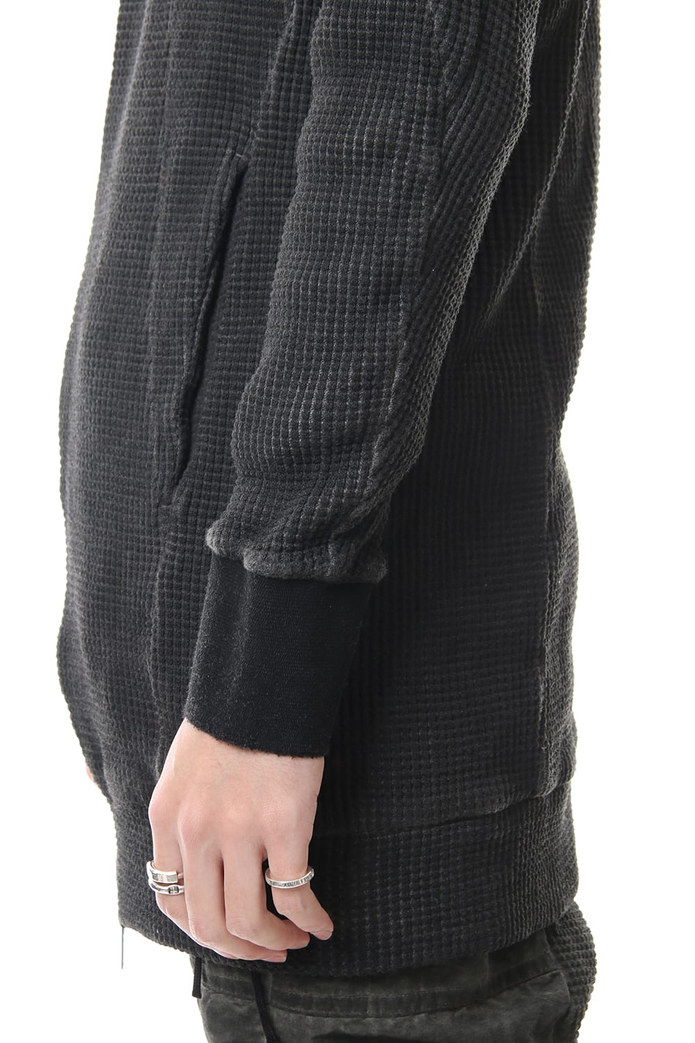 Heavy Waffle Long Bomber Cardigan