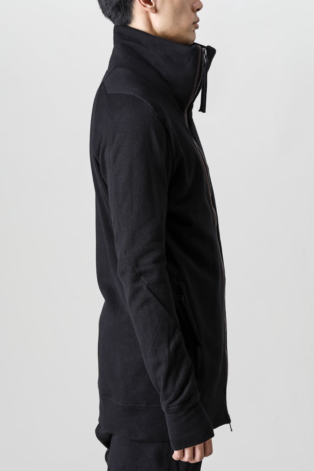 Untwisted Fleece-Lined Zip-up High-Neck Jacket Black