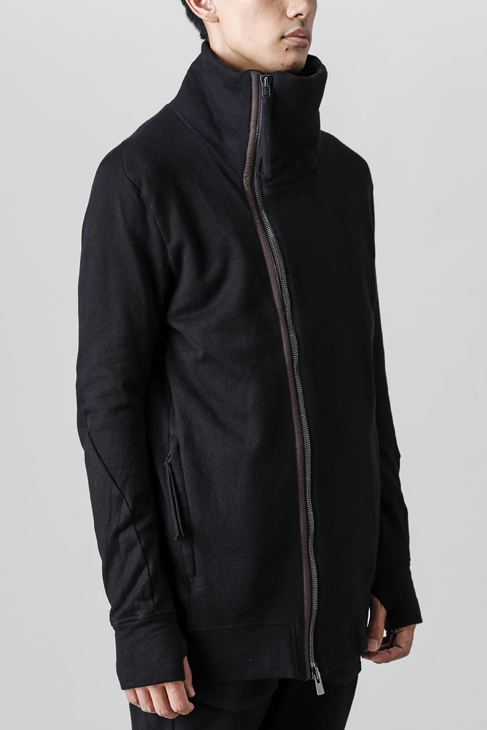 Untwisted Fleece-Lined Zip-up High-Neck Jacket Black