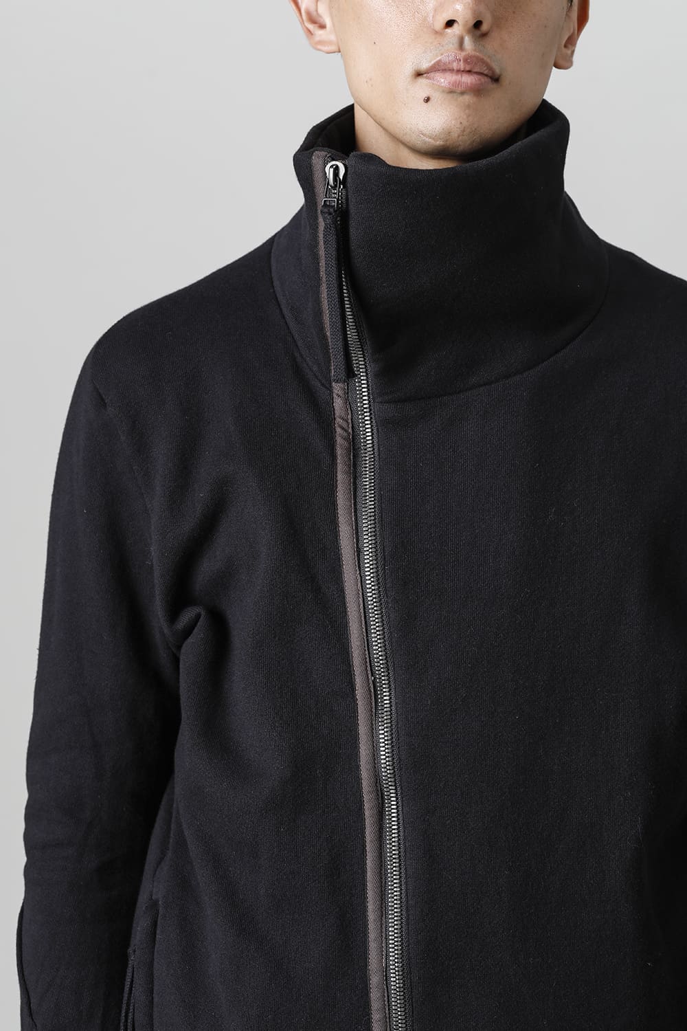 Untwisted Fleece-Lined Zip-up High-Neck Jacket Black