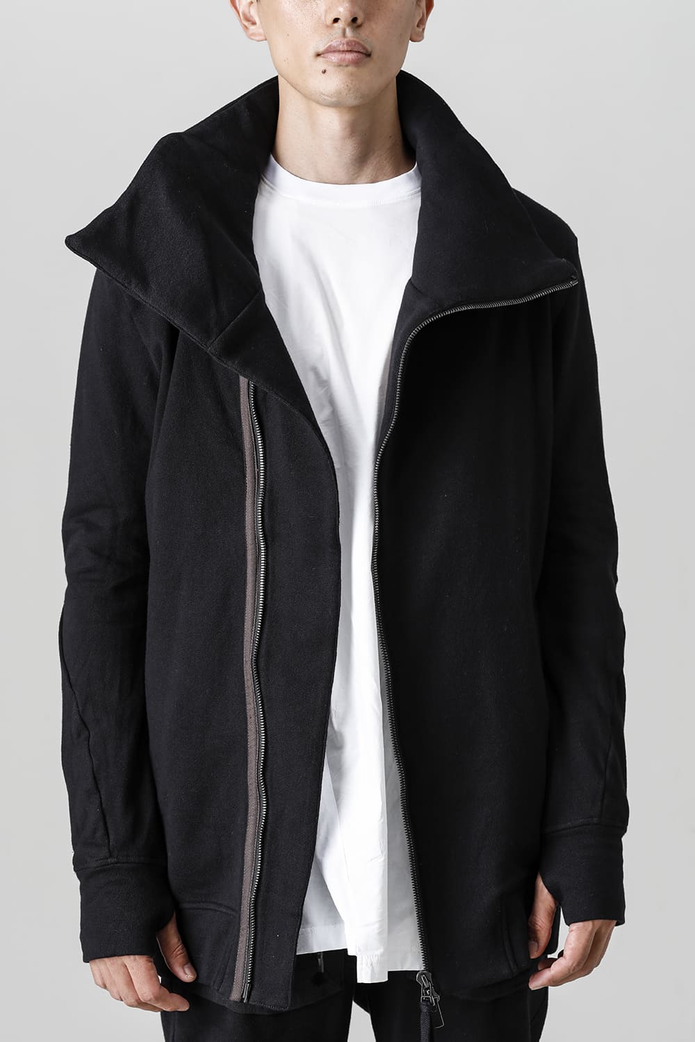 Untwisted Fleece-Lined Zip-up High-Neck Jacket Black