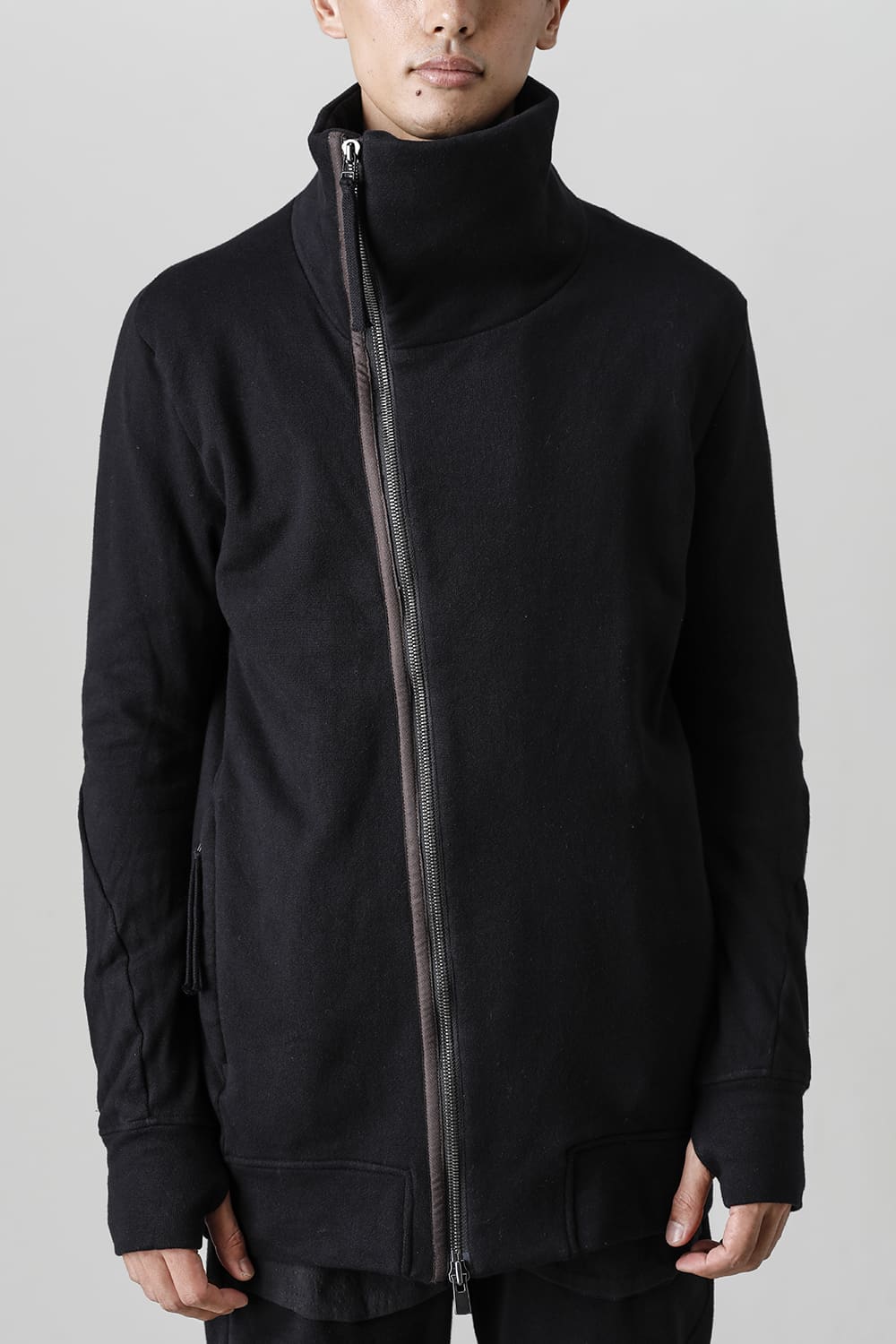 Untwisted Fleece-Lined Zip-up High-Neck Jacket Black