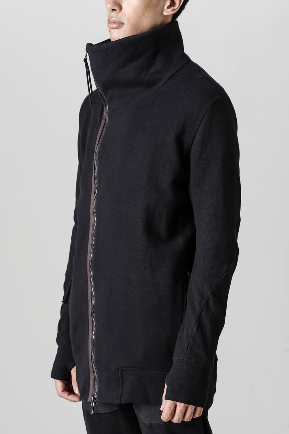 Untwisted Fleece-Lined Zip-up High-Neck Jacket Black