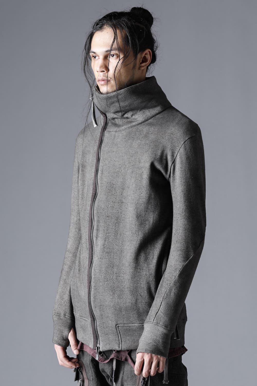 Untwisted Fleece-Lined Zip-up High-Neck Jacket Dust