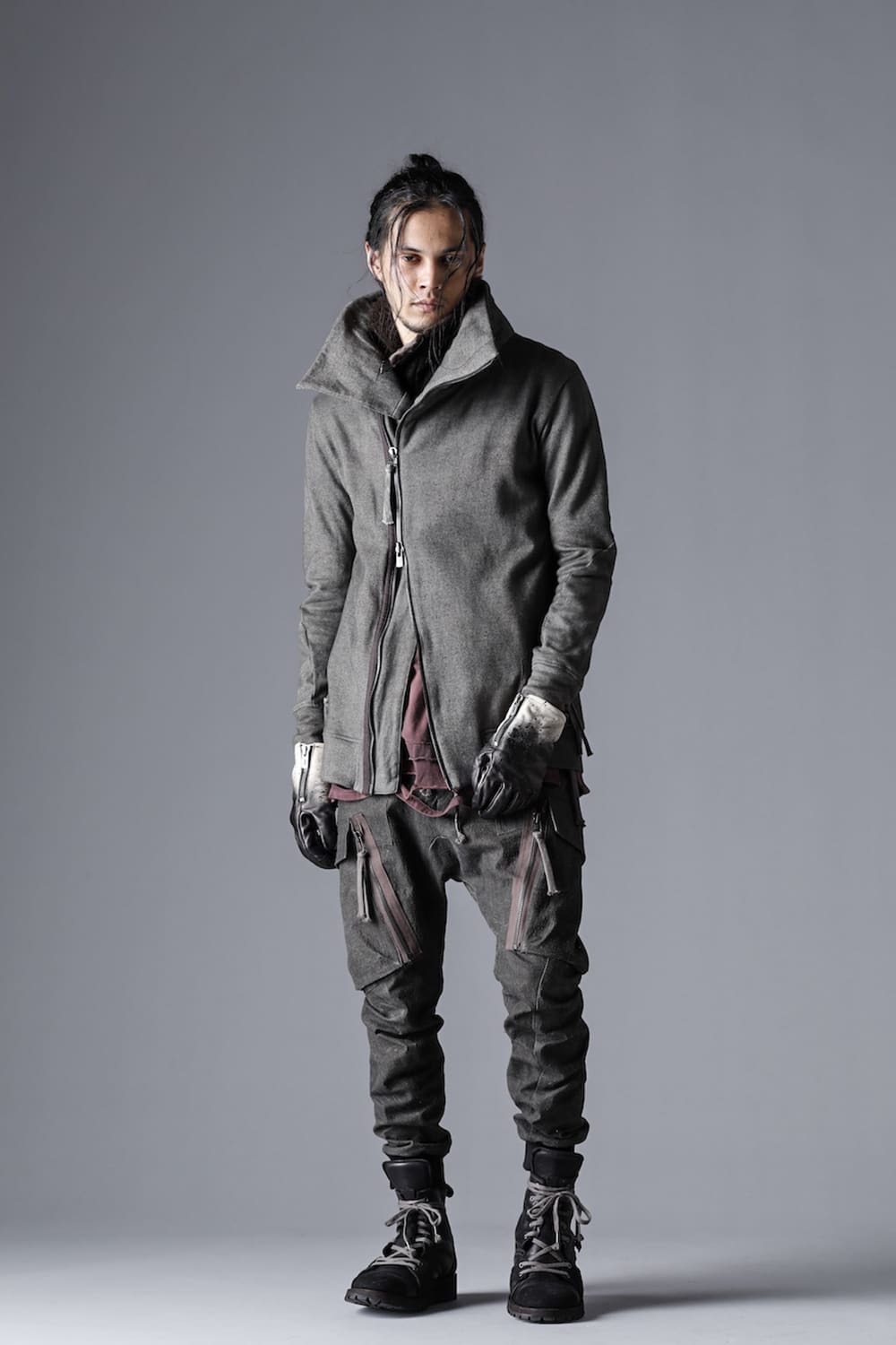 Untwisted Fleece-Lined Zip-up High-Neck Jacket Dust