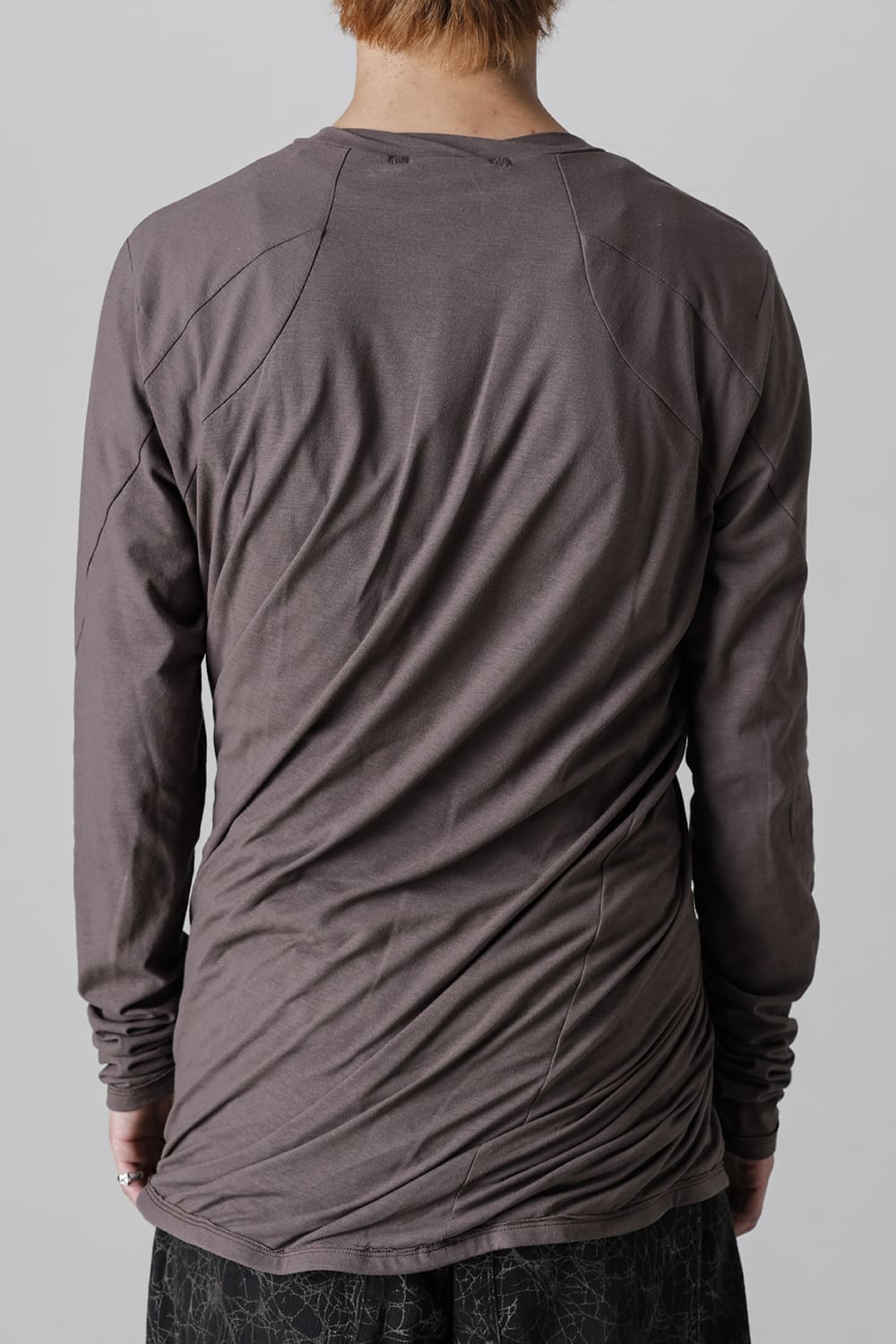 Strong Twist Light Cotton Jersey Twist Long Sleeve T-Shirt  Charcoal