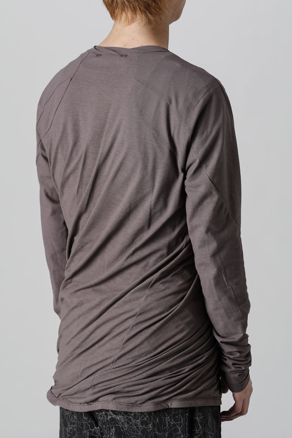 Strong Twist Light Cotton Jersey Twist Long Sleeve T-Shirt  Charcoal