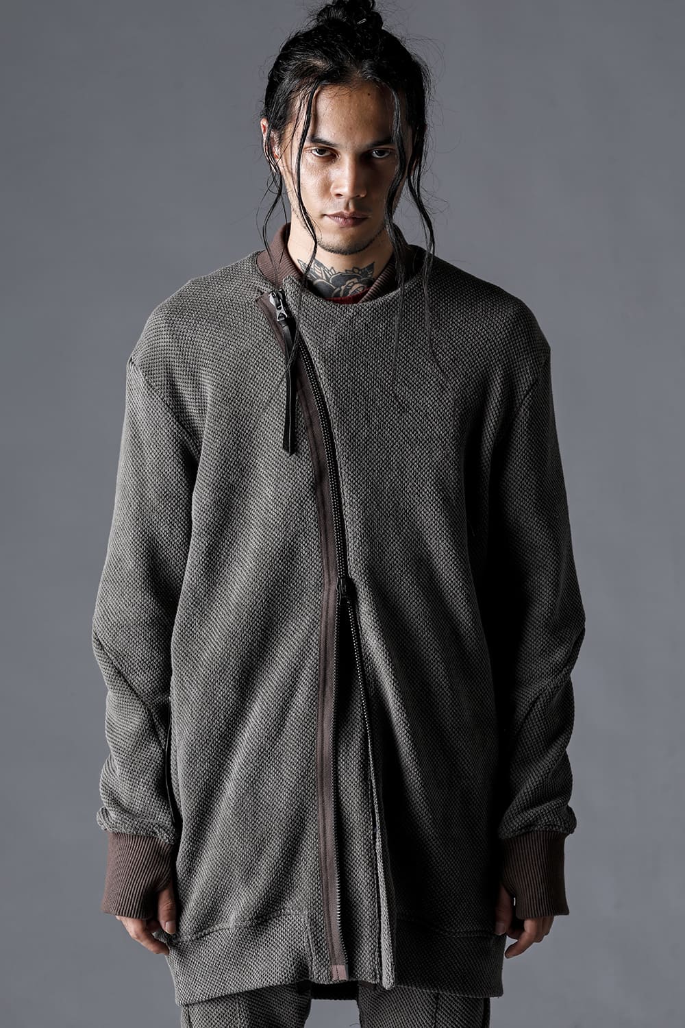 Low-Gauge Big Pique Long Bomber Blouson Black