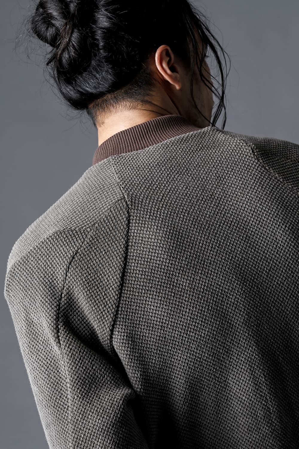 Low-Gauge Big Pique Long Bomber Blouson Charcoal