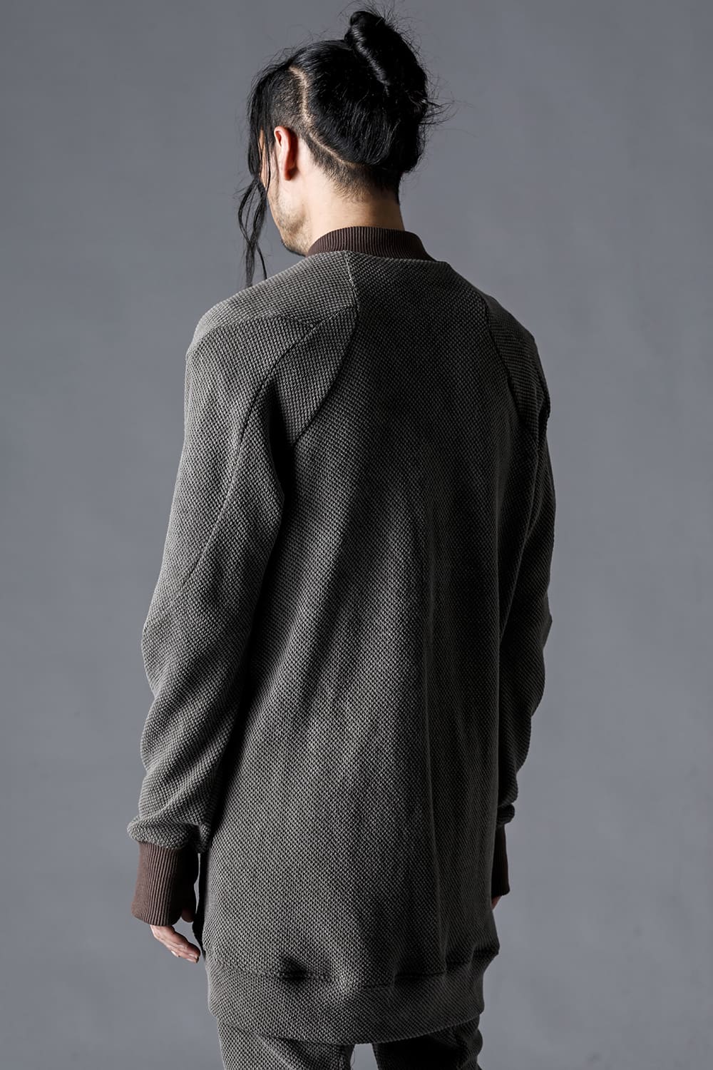 Low-Gauge Big Pique Long Bomber Blouson Black