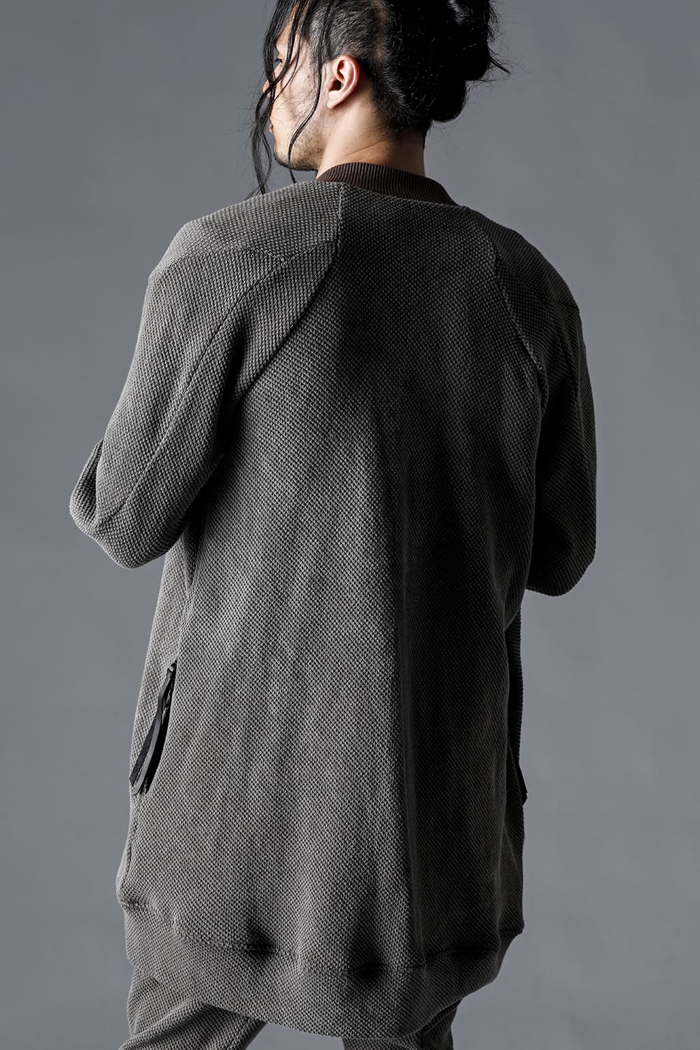 Low-Gauge Big Pique Long Bomber Blouson Black