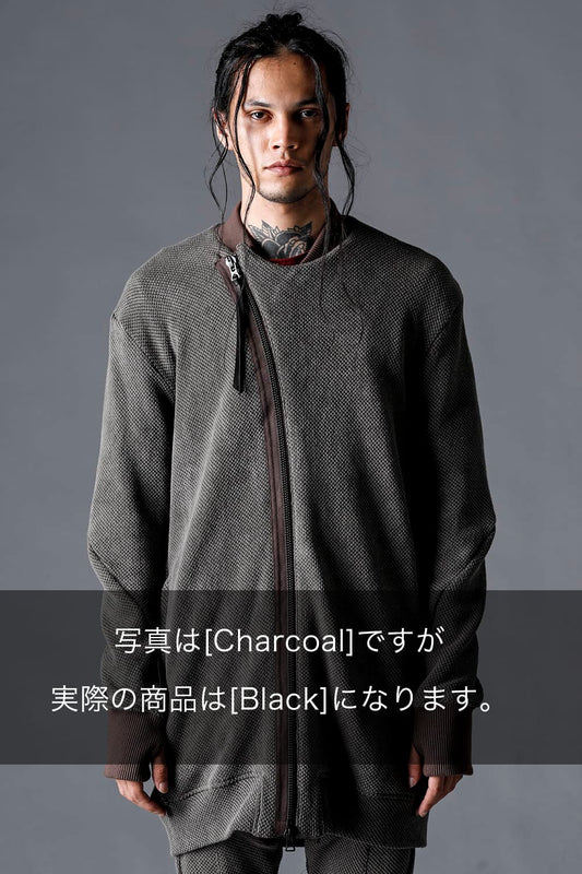 Low-Gauge Big Pique Long Bomber Blouson Black