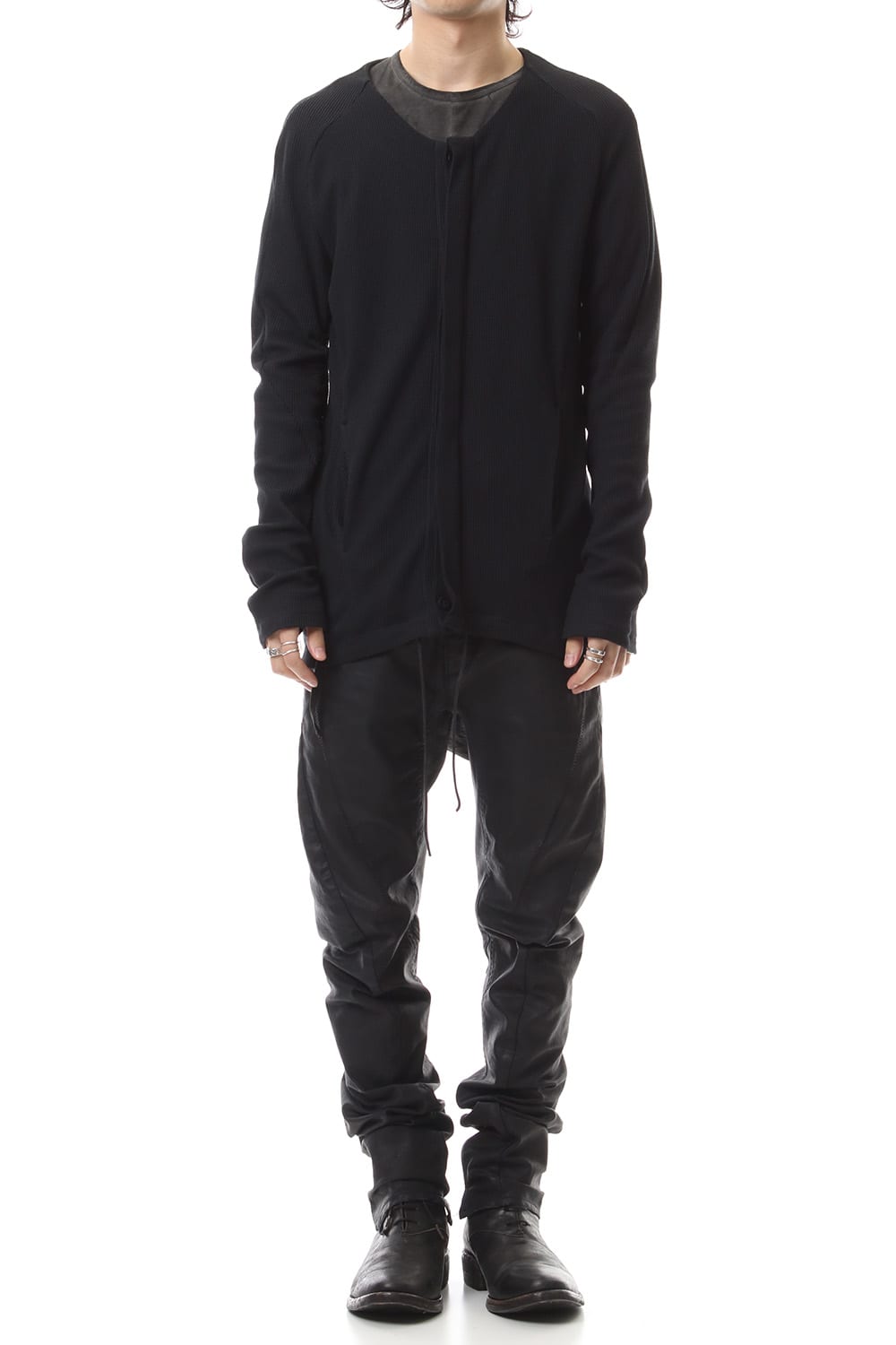 Japanese paper mixed waffle cardigan