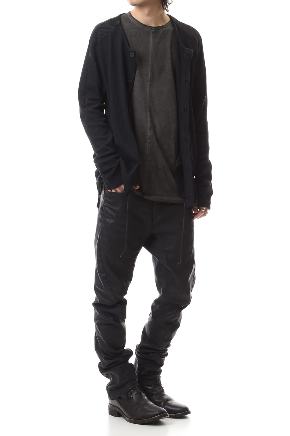 Japanese paper mixed waffle cardigan