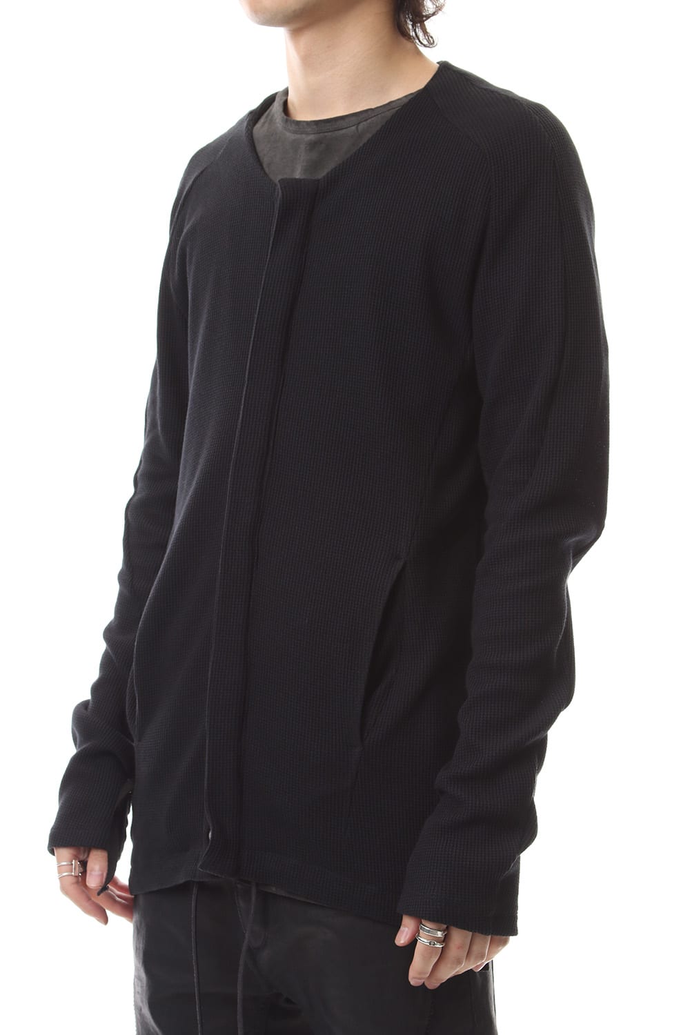 Japanese paper mixed waffle cardigan