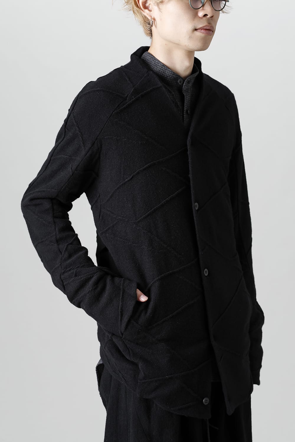 Cashmere x Wool Jacquard Knit Cross Back Cardigan