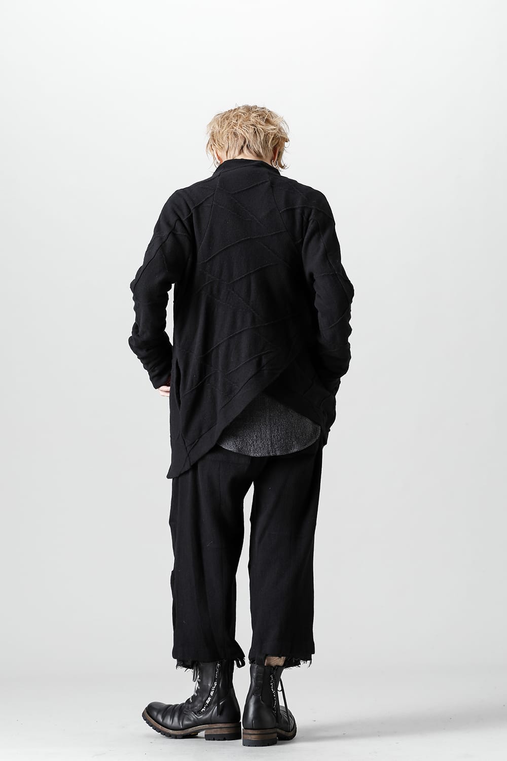 Cashmere x Wool Jacquard Knit Cross Back Cardigan