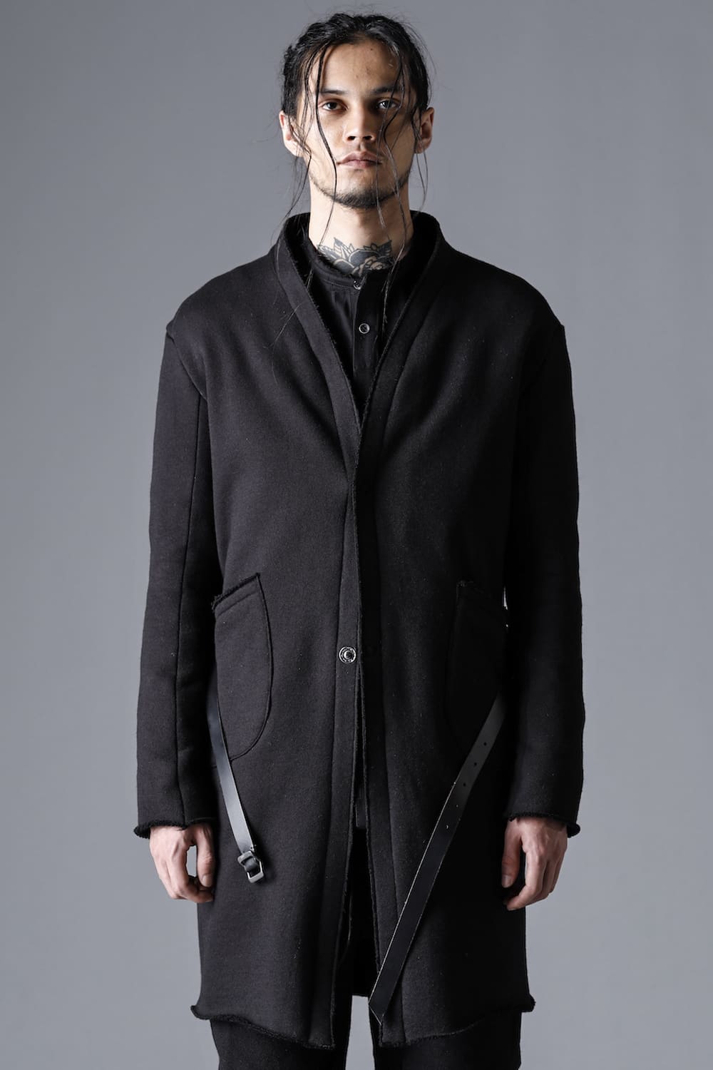 Mohair blend boa lined long cardigan