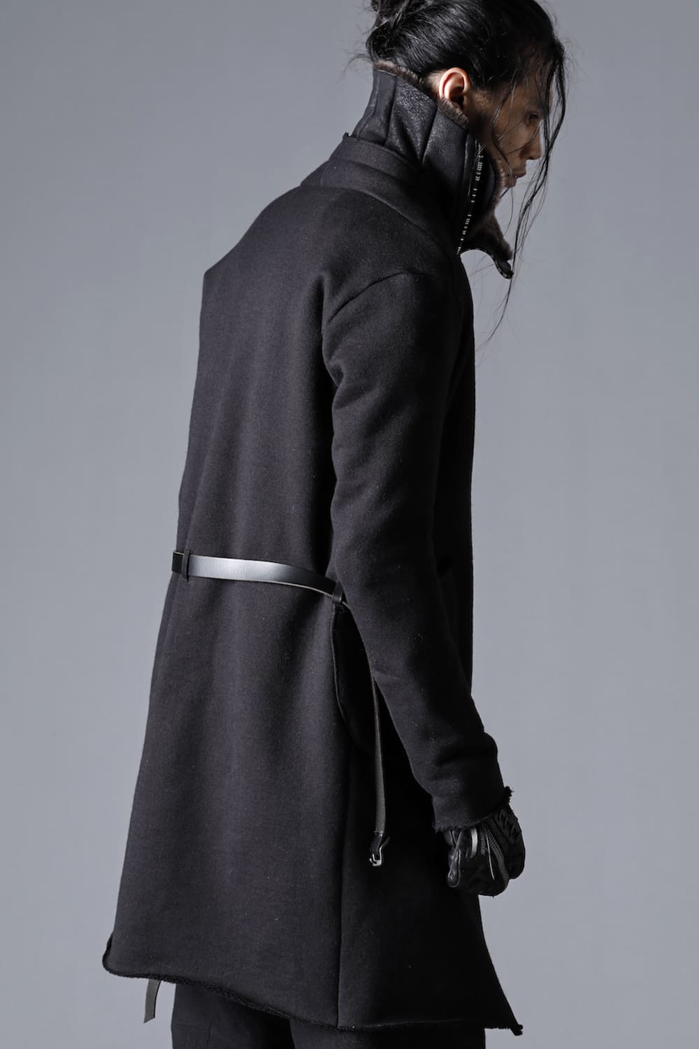 Mohair blend boa lined long cardigan