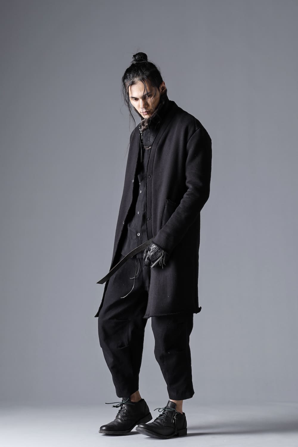 Mohair blend boa lined long cardigan