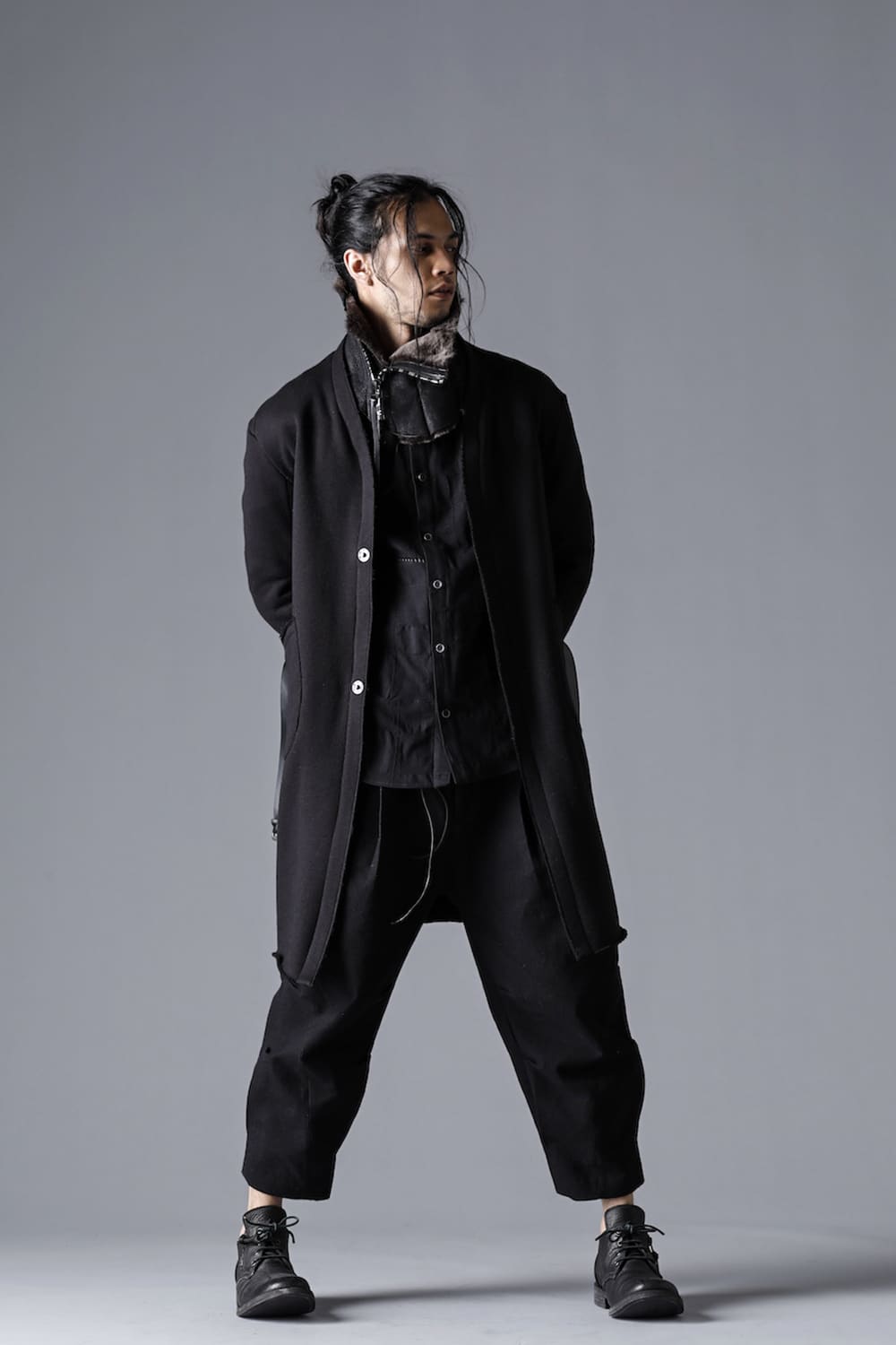 Mohair blend boa lined long cardigan