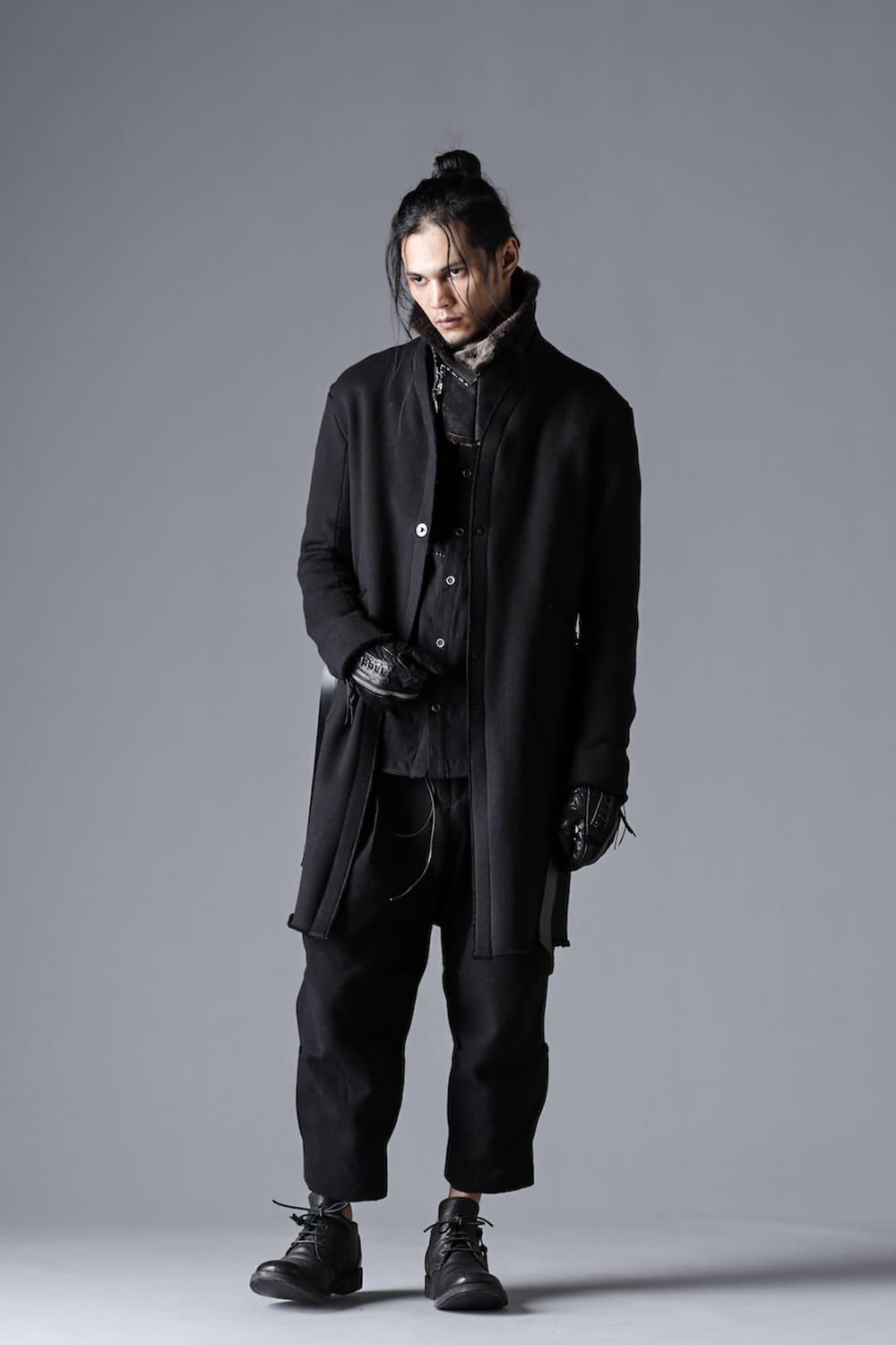 Mohair blend boa lined long cardigan