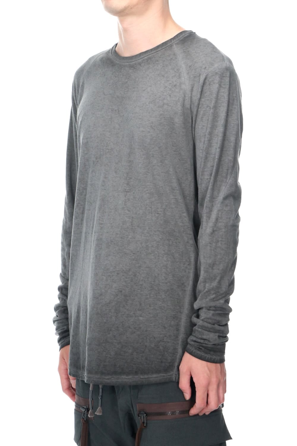 Gradation Cold Dyed Strong Twist Light Cotton Jersey Long Sleeve T-Shirt  Mud Brown