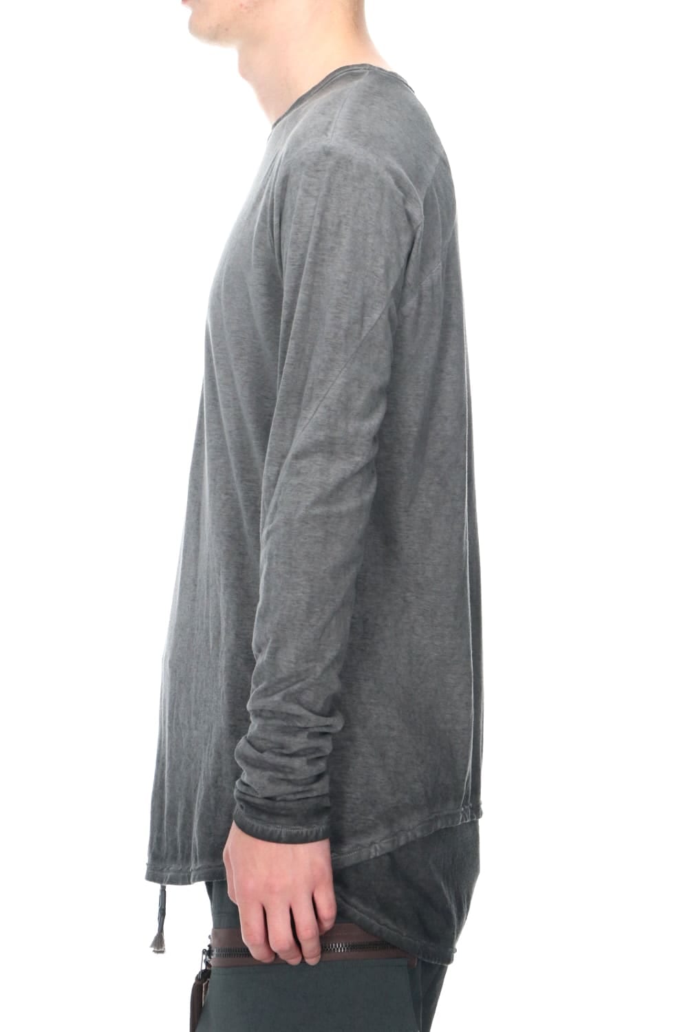 Gradation Cold Dyed Strong Twist Light Cotton Jersey Long Sleeve T-Shirt  Mud Brown