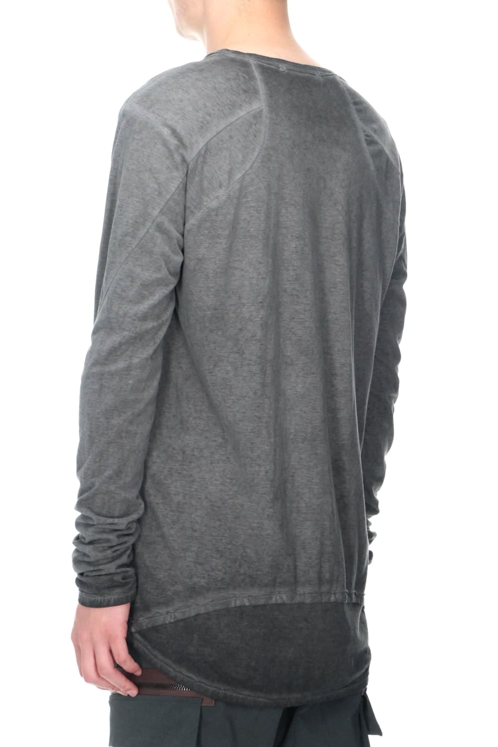 Gradation Cold Dyed Strong Twist Light Cotton Jersey Long Sleeve T-Shirt  Mud Brown