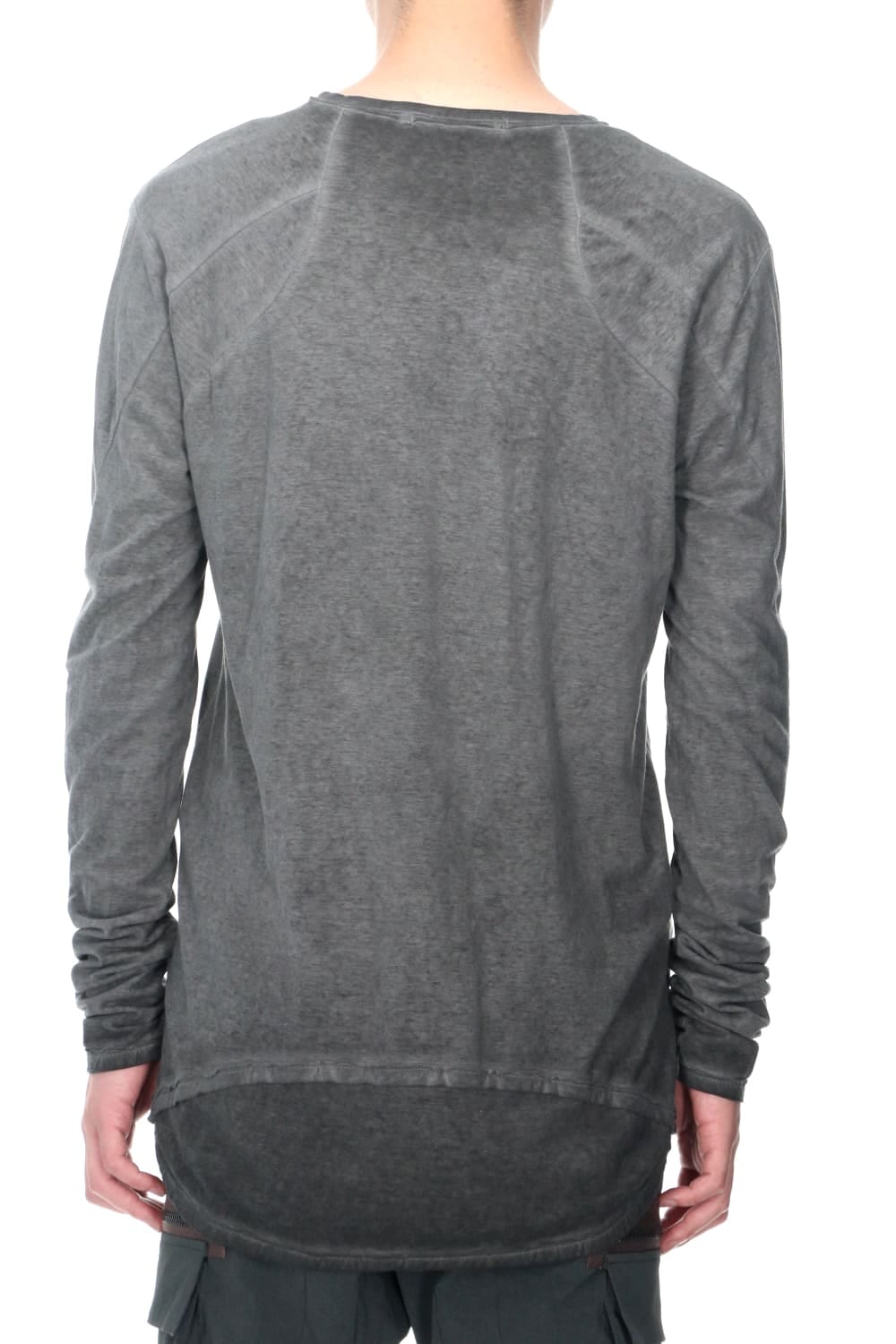 Gradation Cold Dyed Strong Twist Light Cotton Jersey Long Sleeve T-Shirt  Mud Brown