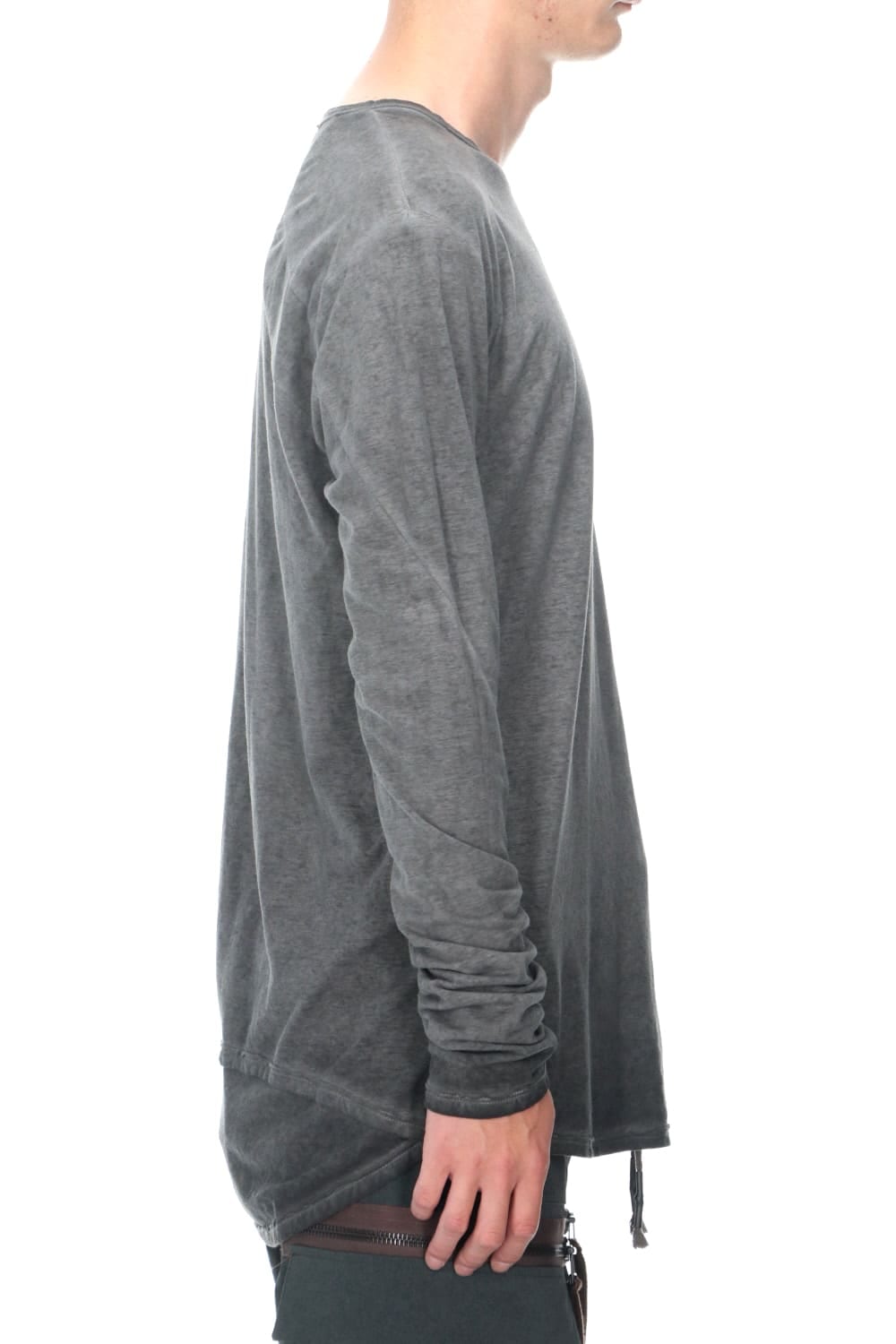 Gradation Cold Dyed Strong Twist Light Cotton Jersey Long Sleeve T-Shirt  Mud Brown