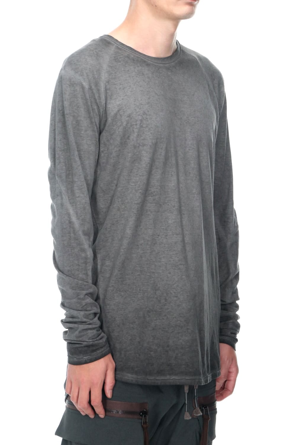 Gradation Cold Dyed Strong Twist Light Cotton Jersey Long Sleeve T-Shirt  Mud Brown