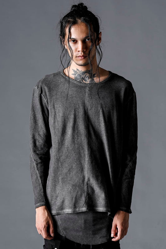 ローゲージコットンジャージーコールドダイロングスリーブTシャツ チャコール