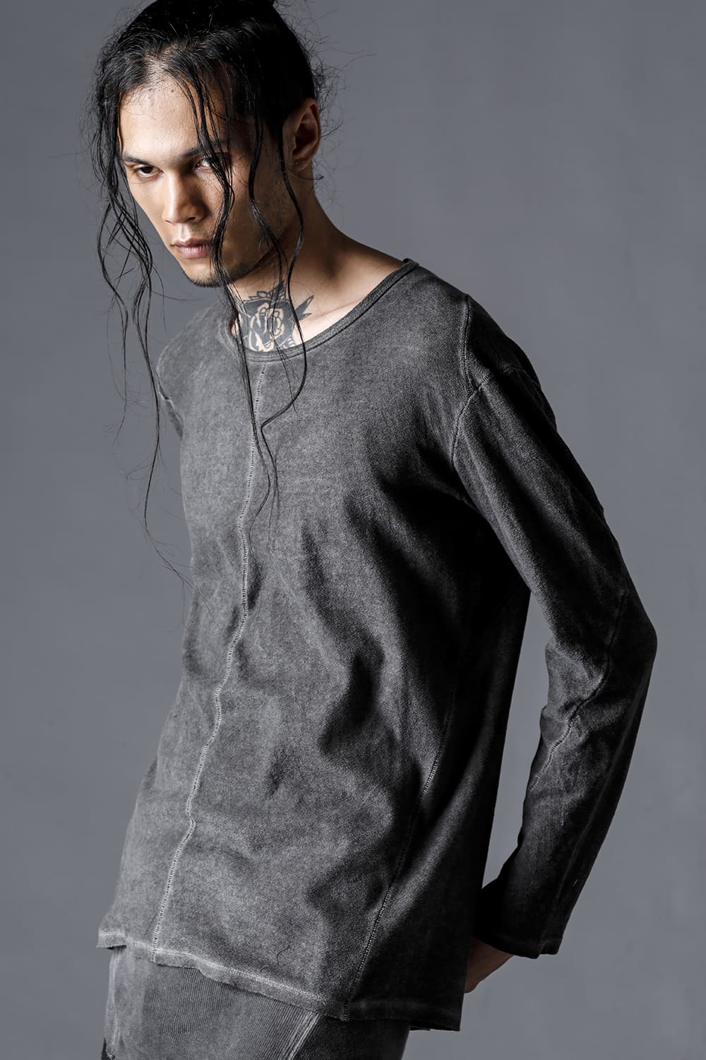 Low-Gauge Cotton Jersey Cold-Dyed Long Sleeve T-Shirt Brick