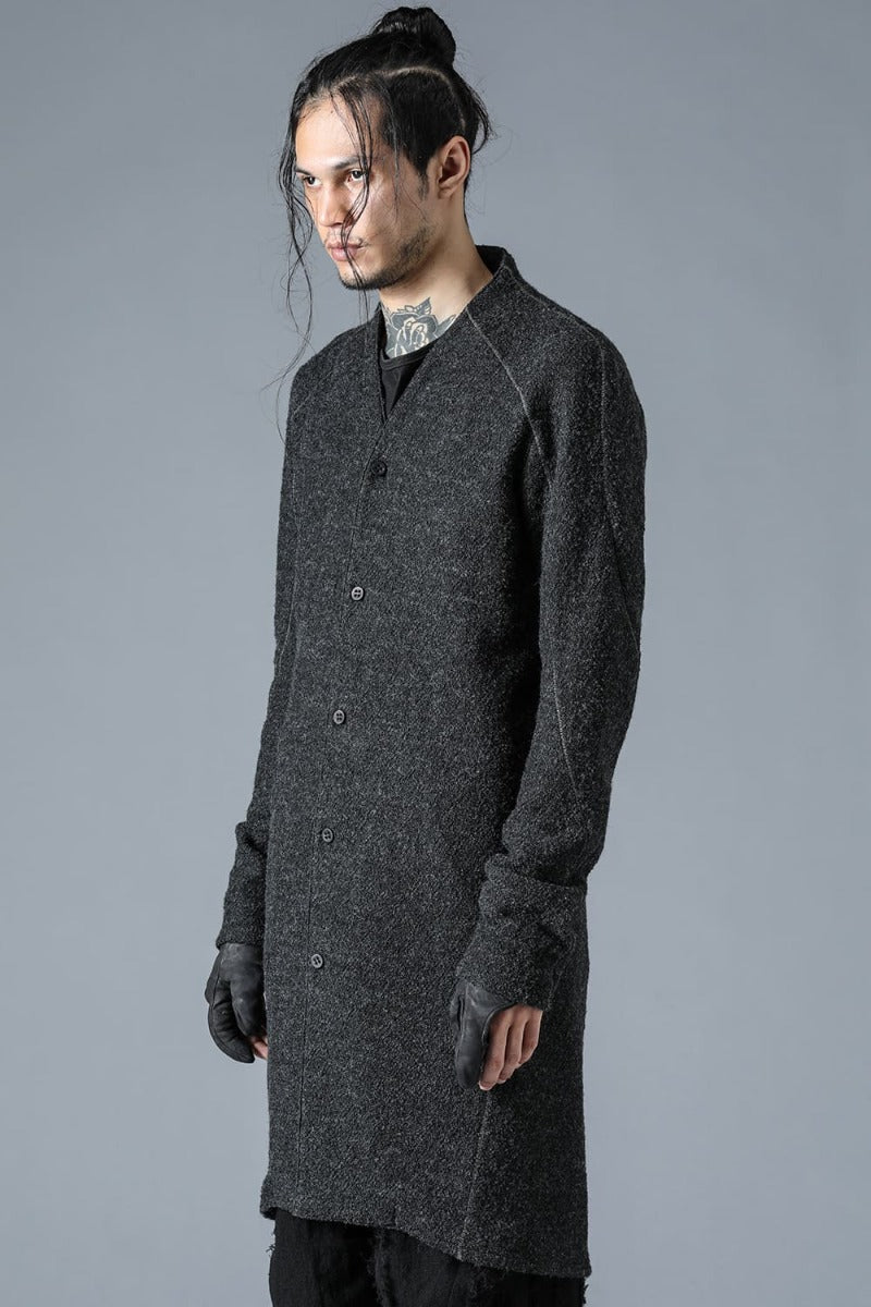 Slab Wool Knit Long Cardigan Charcoal