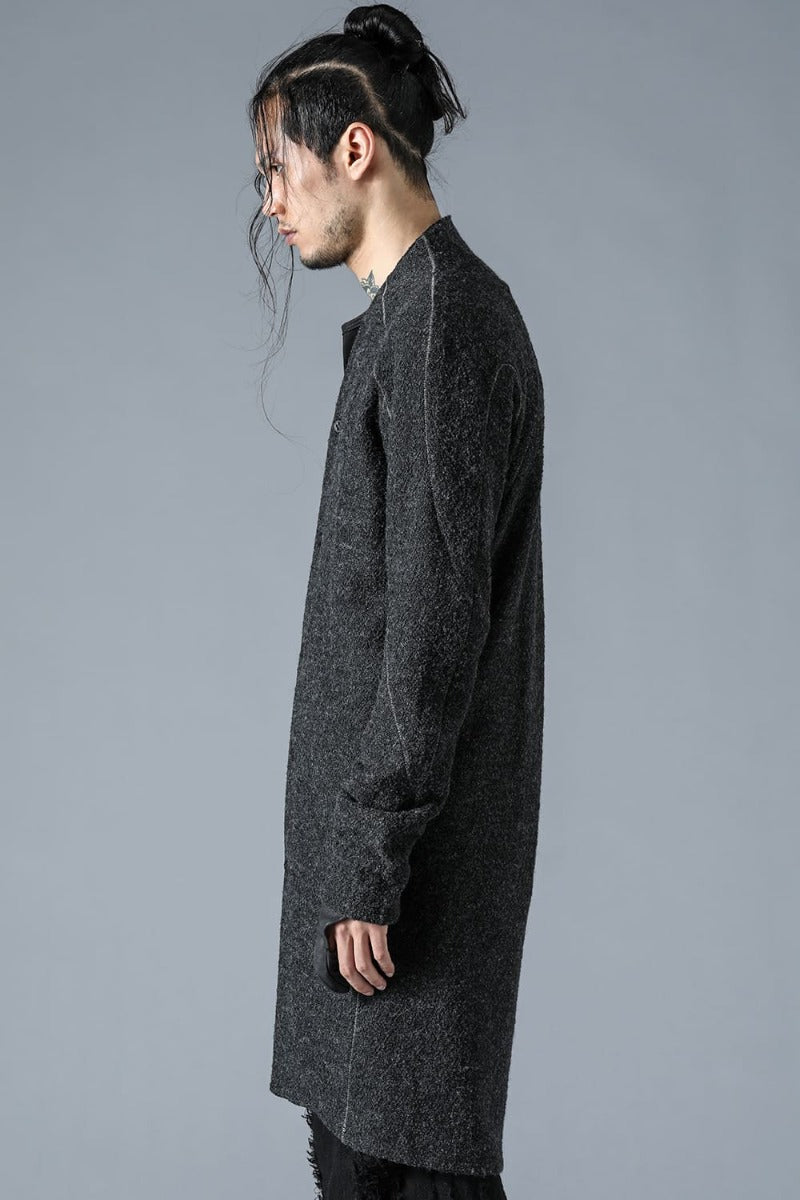 Slab Wool Knit Long Cardigan Charcoal