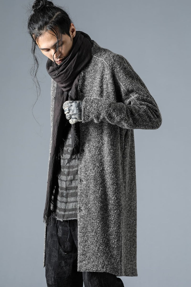 Slab Wool Knit Long Cardigan Gray