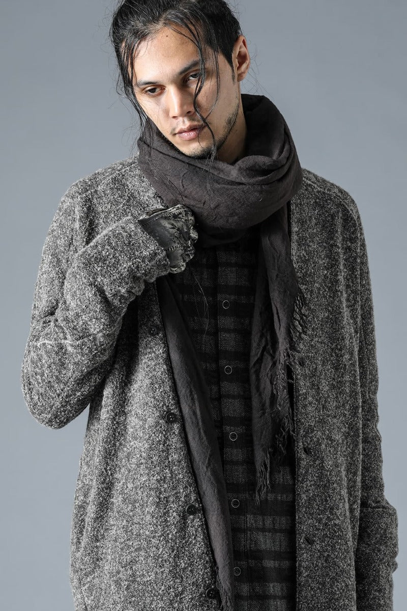 Slab Wool Knit Long Cardigan Gray