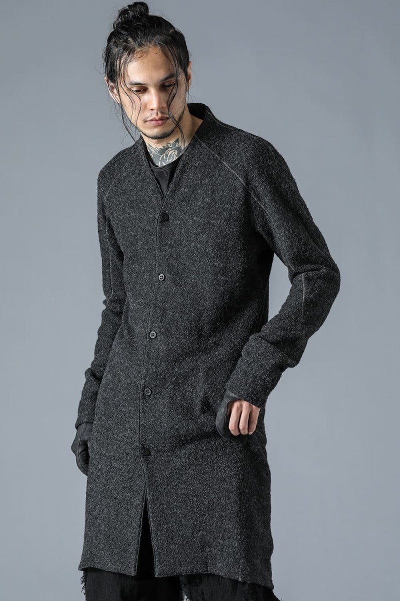 Slab Wool Knit Long Cardigan Charcoal