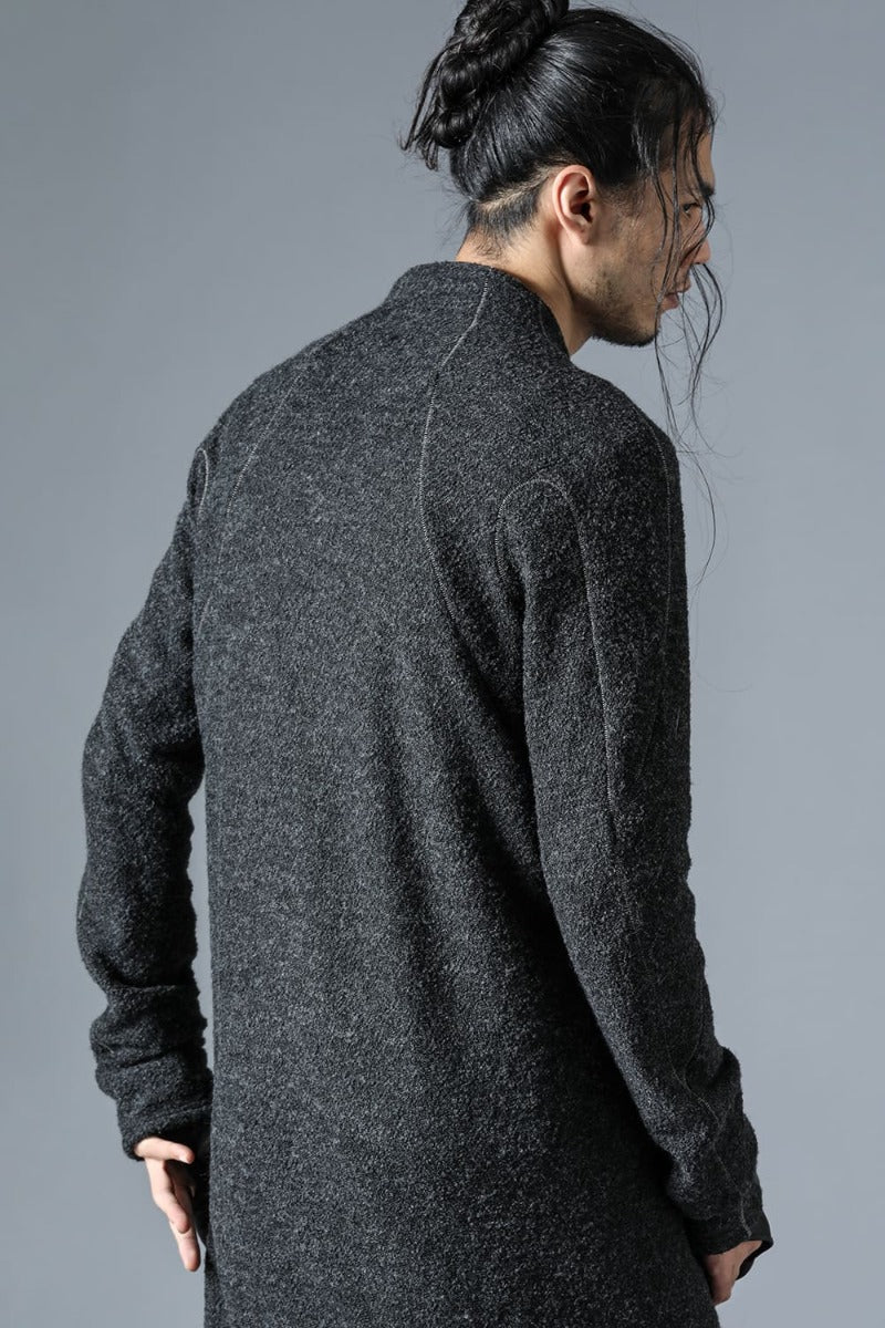 Slab Wool Knit Long Cardigan Charcoal