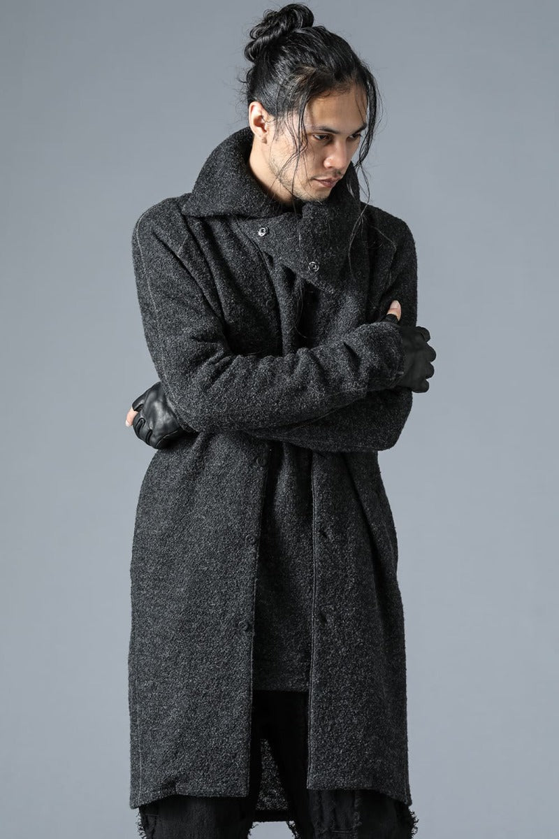 Slab Wool Knit Long Cardigan Charcoal