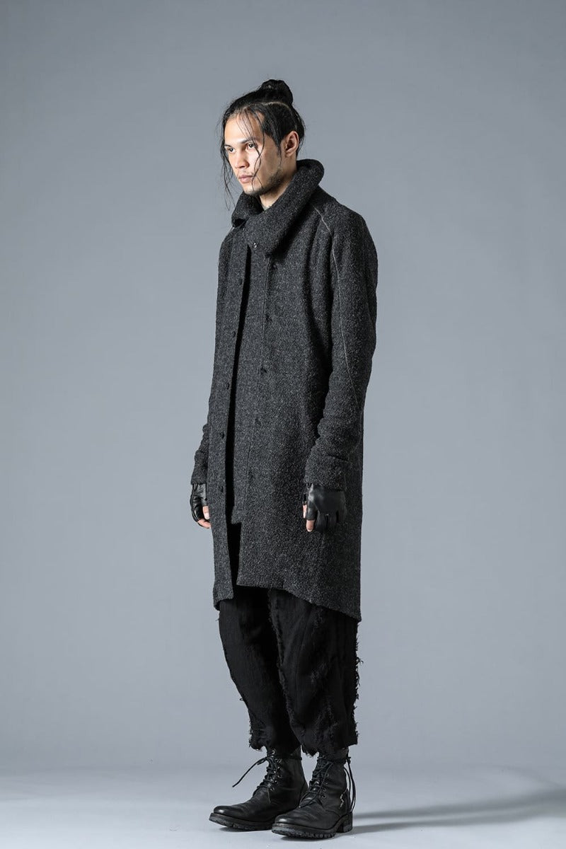 Slab Wool Knit Long Cardigan Charcoal