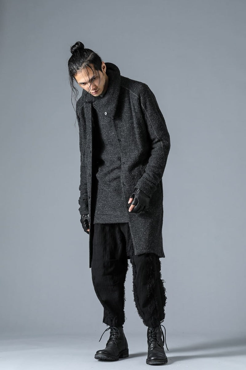 Slab Wool Knit Long Cardigan Charcoal