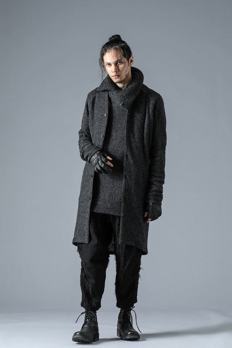 Slab Wool Knit Long Cardigan Charcoal