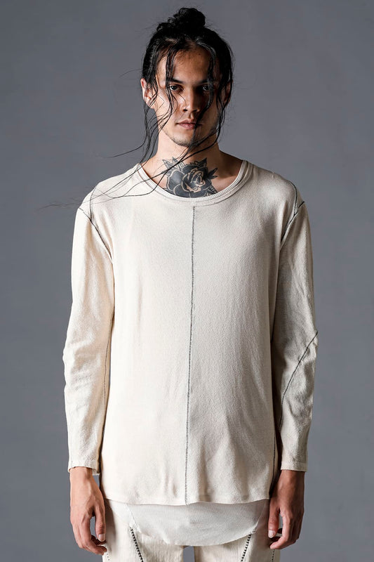 ローゲージコットンジャージーコールドダイロングスリーブTシャツ ダスティホワイト