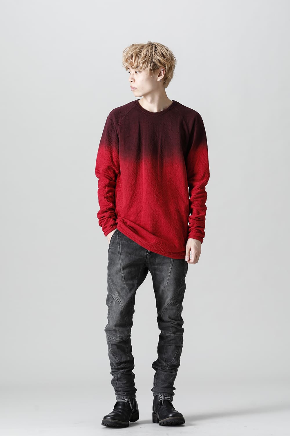 Wired Cotton x Wool Jersey Gradation Long Sleeve T-Shirt